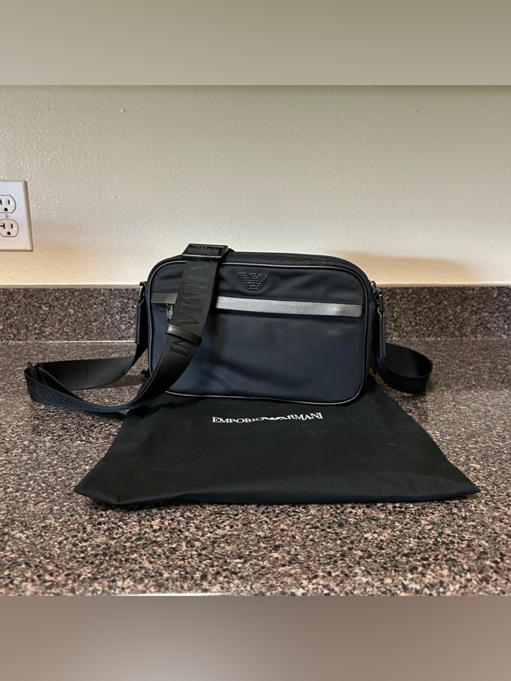 Emporio Armani ASV Recycled Nylon Shoulder/ Crossbody Bag Black